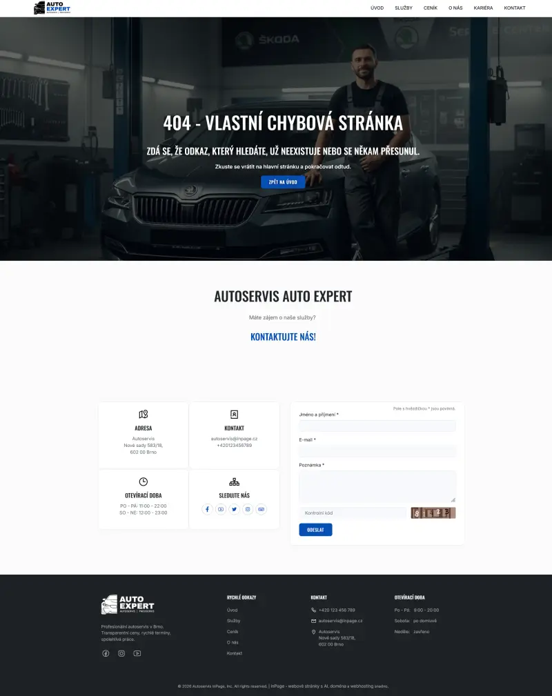 Nastavte si vlastní stránku s chybou 404