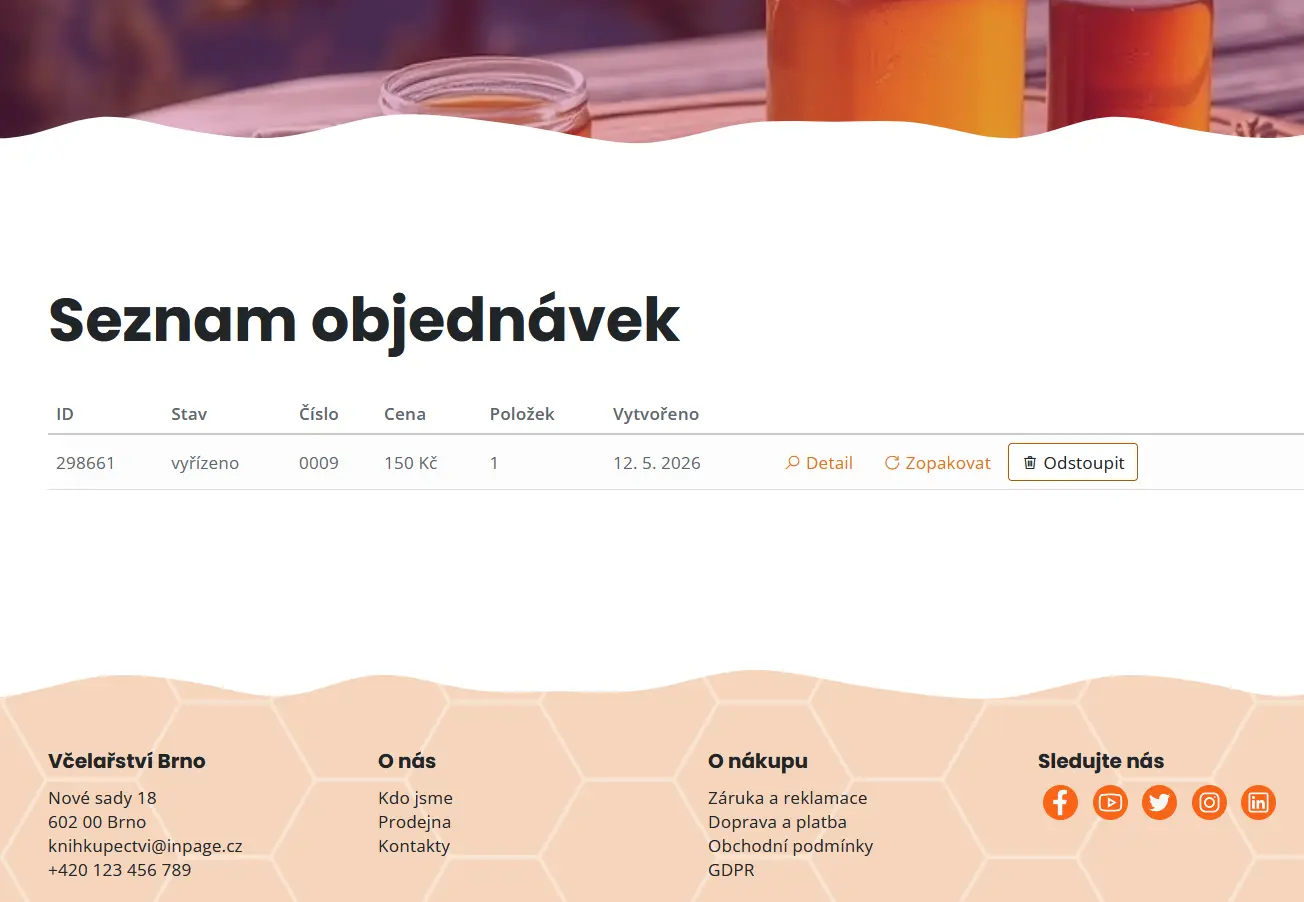 Detail objednávky – odstoupení od kupní smlouvy